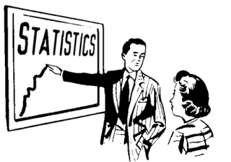 cartoon of man explaining graph to woman
